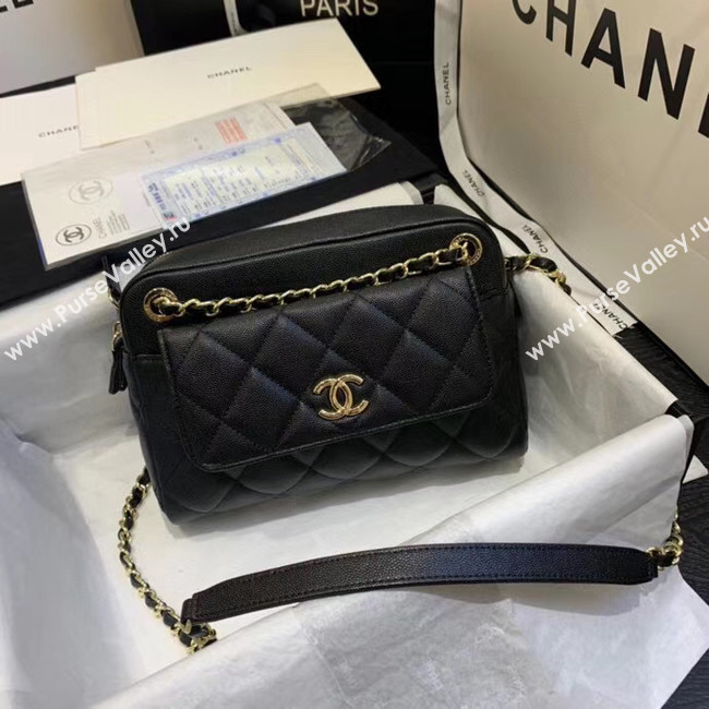 CHANEL Small camera bag Grained Calfskin & Gold-Tone Metal AS1367 black