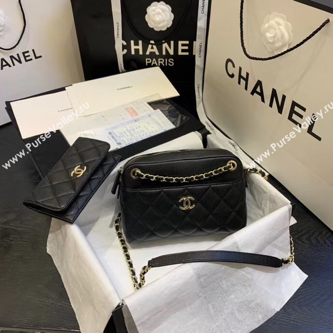 CHANEL Small camera bag Grained Calfskin & Gold-Tone Metal AS1367 black