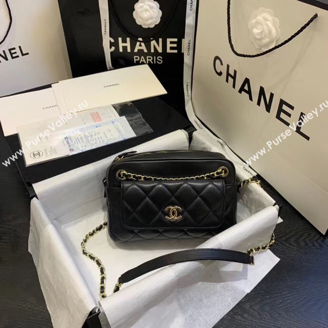 CHANEL Small camera bag lambskin & Gold-Tone Metal AS1367 black