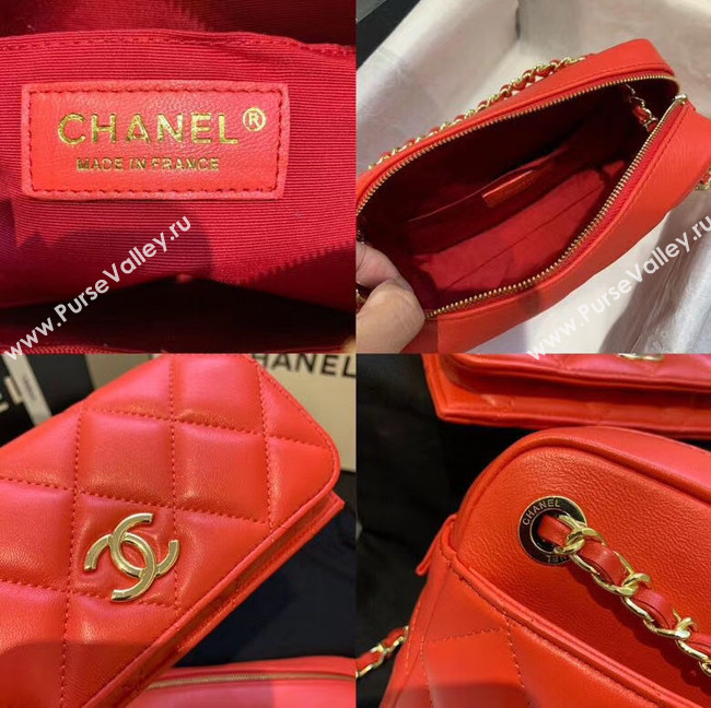 CHANEL Small camera bag lambskin & Gold-Tone Metal AS1367 red