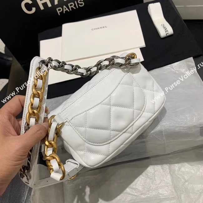 Chanel 19 Bodypack Sheepskin Leather AS1163 white