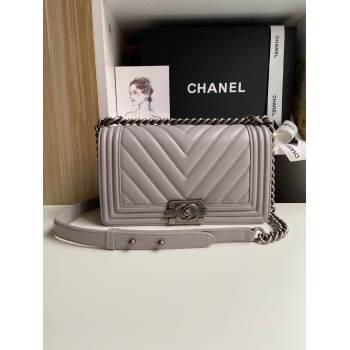Chanel Boy Flap Shoulder Bags Original Sheepskin Leather A67086 Gray