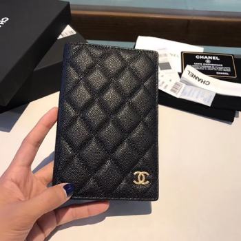 Chanel Calfskin Leather & Gold-Tone Metal Wallet A80385 Black