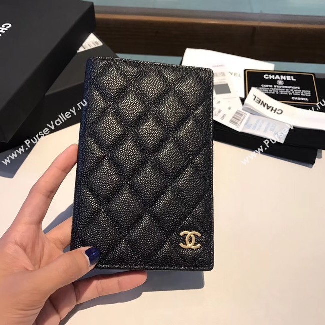 Chanel Calfskin Leather & Gold-Tone Metal Wallet A80385 Black