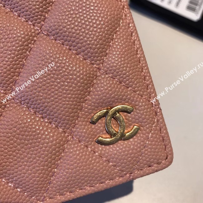 Chanel Calfskin Leather & Gold-Tone Metal Wallet A80385 Pink