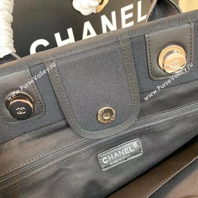 Chanel Canvas Tote Shopping Bag A66941 black