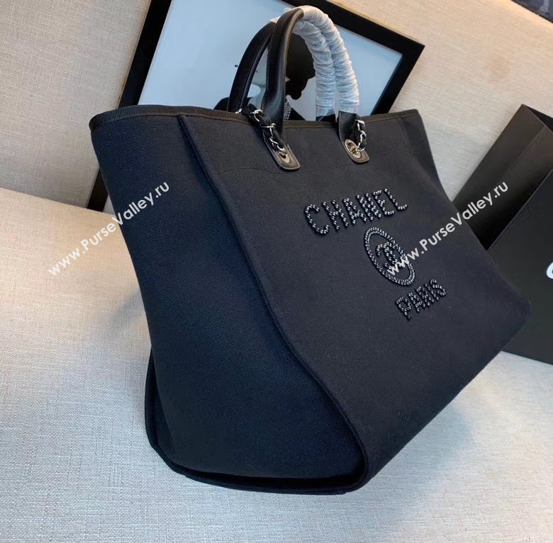 Chanel Canvas Tote Shopping Bag A66941 black