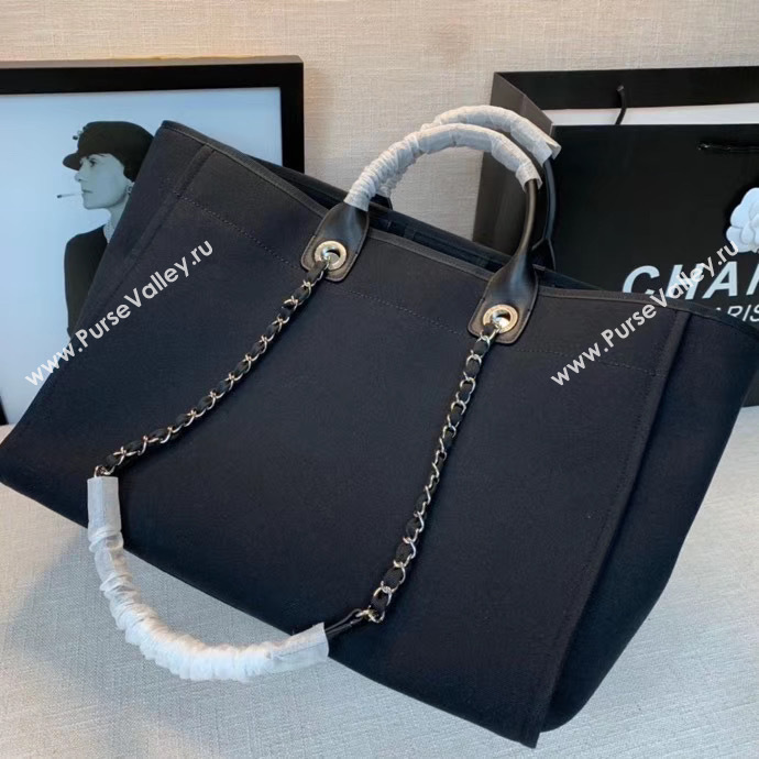 Chanel Canvas Tote Shopping Bag A66941 black