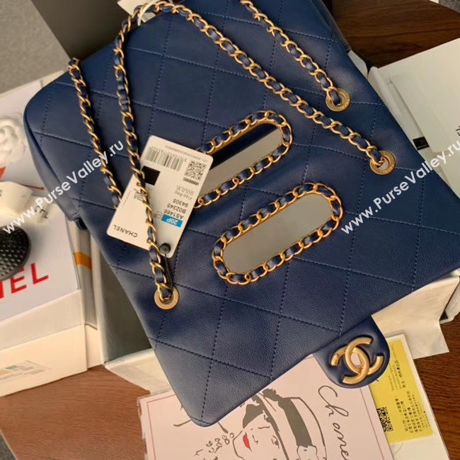 Chanel Flap Bag Original Sheepskin Leather AS1466 Navy Blue