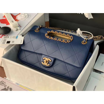 Chanel Flap Bag Original Sheepskin Leather AS1466 Navy Blue