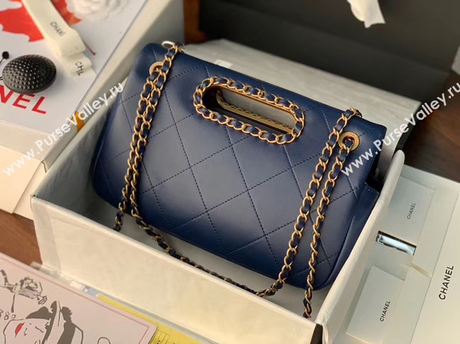 Chanel Flap Bag Original Sheepskin Leather AS1466 Navy Blue
