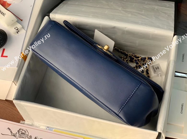 Chanel Flap Bag Original Sheepskin Leather AS1466 Navy Blue
