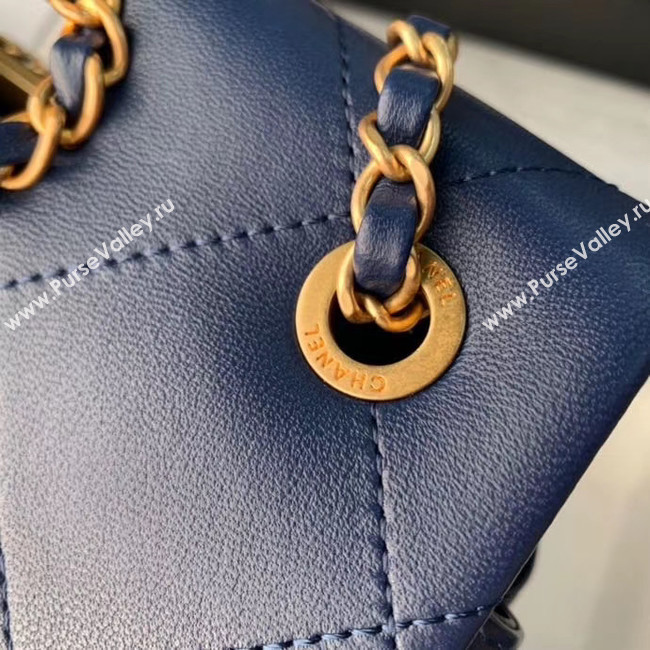 Chanel Flap Bag Original Sheepskin Leather AS1466 Navy Blue
