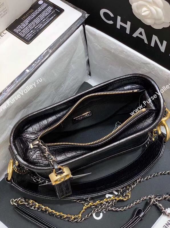 Chanel Gabrielle Hobo Original Crocodile Leather Bag A93824 Black