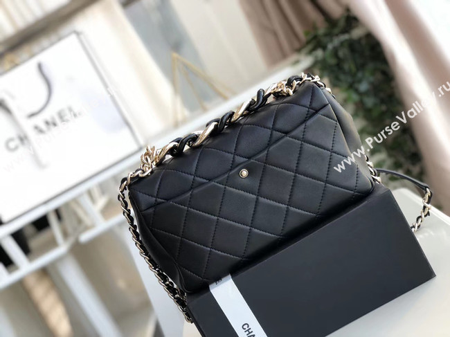 Chanel Lambskin Flap Bag &gold-Tone Metal AS1353 black