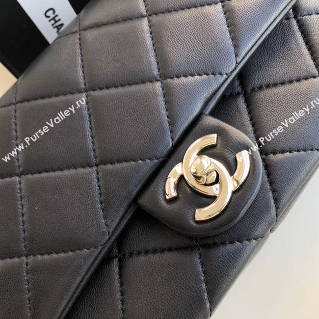 Chanel Lambskin Flap Bag &gold-Tone Metal AS1353 black