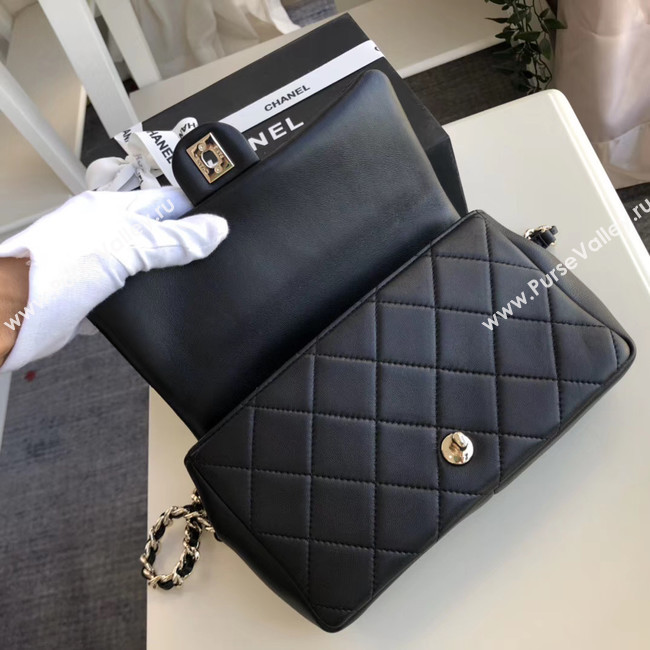 Chanel Lambskin Flap Bag &gold-Tone Metal AS1353 black