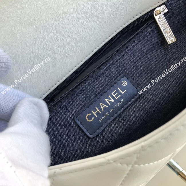 Chanel Lambskin Flap Bag &gold-Tone Metal AS1353 white