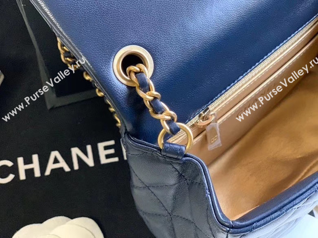 Chanel MINI Flap Bag Original Sheepskin Leather AS1786 Navy Blue