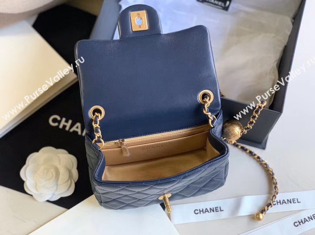 Chanel MINI Flap Bag Original Sheepskin Leather AS1786 Navy Blue