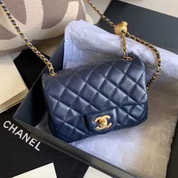 Chanel MINI Flap Bag Original Sheepskin Leather AS1786 Navy Blue