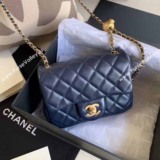 Chanel MINI Flap Bag Original Sheepskin Leather AS1786 Navy Blue