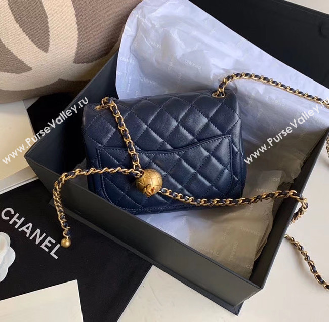 Chanel MINI Flap Bag Original Sheepskin Leather AS1786 Navy Blue