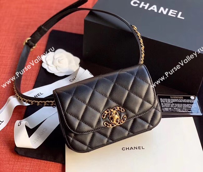 Chanel Original Sheepskin Leather Belt Bag Black 33866 Gold