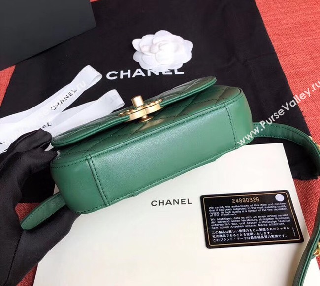 Chanel Original Sheepskin Leather Belt Bag Green 33866 Gold