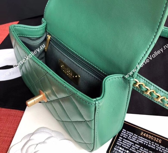 Chanel Original Sheepskin Leather Belt Bag Green 33866 Gold