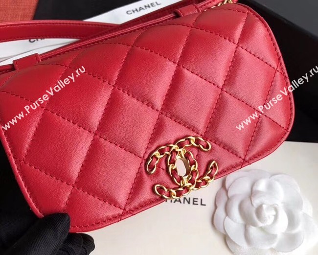 Chanel Original Sheepskin Leather Belt Bag Red 33866 Gold