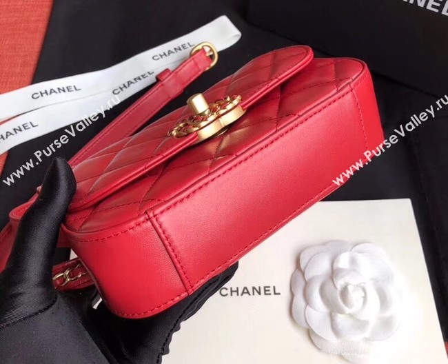 Chanel Original Sheepskin Leather Belt Bag Red 33866 Gold