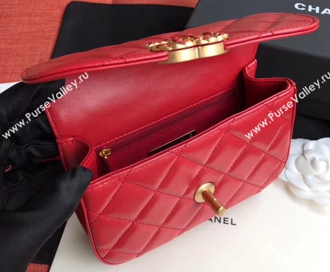 Chanel Original Sheepskin Leather Belt Bag Red 33866 Gold