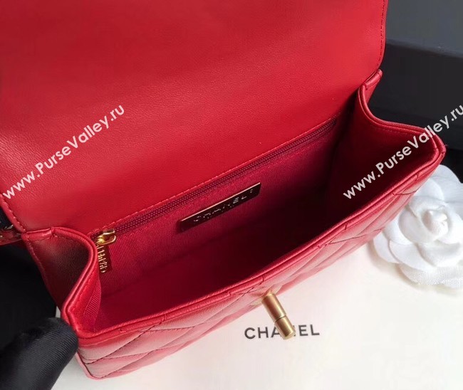 Chanel Original Sheepskin Leather Belt Bag Red 33866 Gold