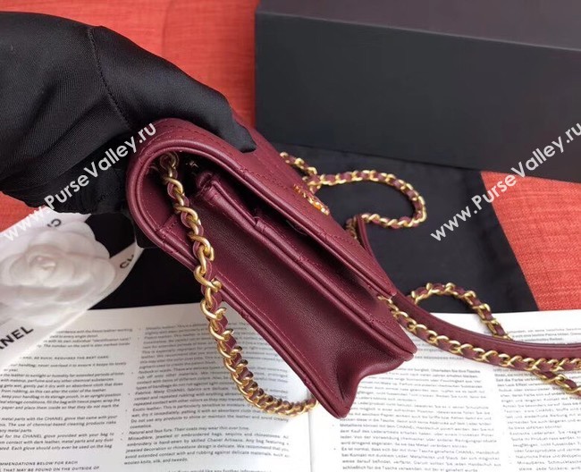 Chanel Original Sheepskin Leather Belt Bag Wine 33866 Gold