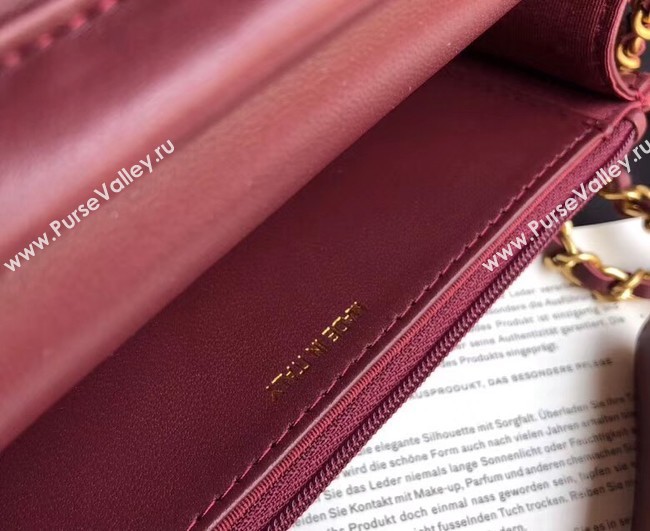 Chanel Original Sheepskin Leather Belt Bag Wine 33866 Gold