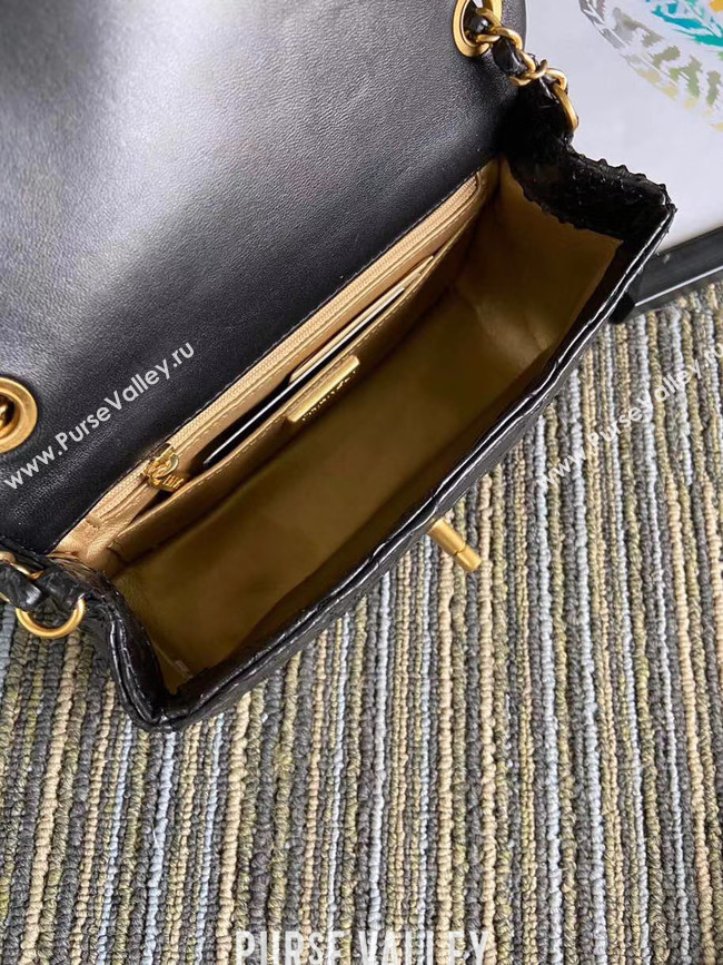 Chanel Original Small Snake skin flap bag AS1116 black