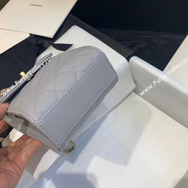 Chanel Original Small classic Sheepskin Shoulder Bag AP1448 grey