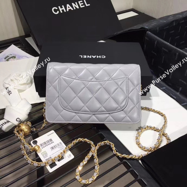 Chanel Original Small classic Sheepskin flap bag AS33814 light grey