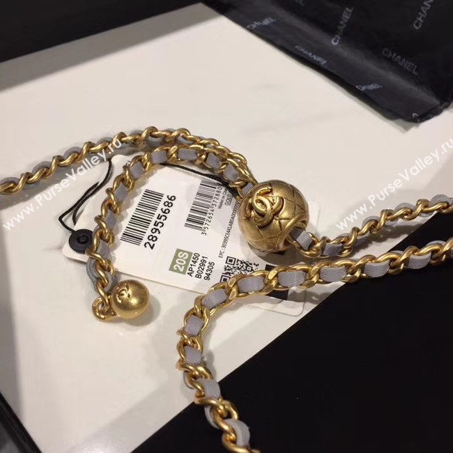 Chanel Original Small classic Sheepskin flap bag AS33814 light grey