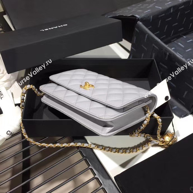 Chanel Original Small classic Sheepskin flap bag AS33814 light grey