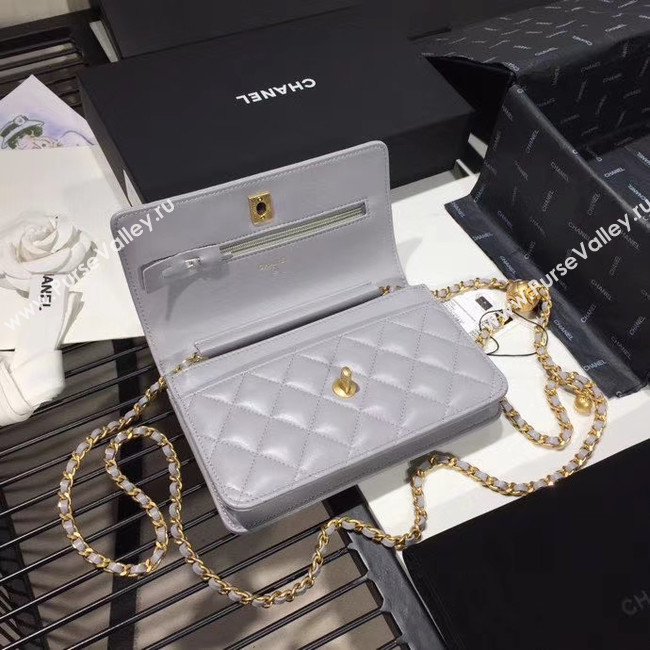 Chanel Original Small classic Sheepskin flap bag AS33814 light grey