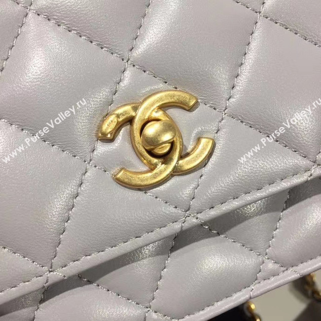 Chanel Original Small classic Sheepskin flap bag AS33814 light grey