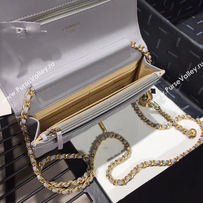 Chanel Original Small classic Sheepskin flap bag AS33814 light grey