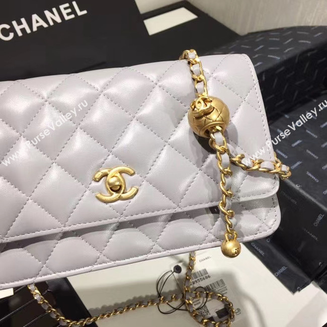 Chanel Original Small classic Sheepskin flap bag AS33814 light grey