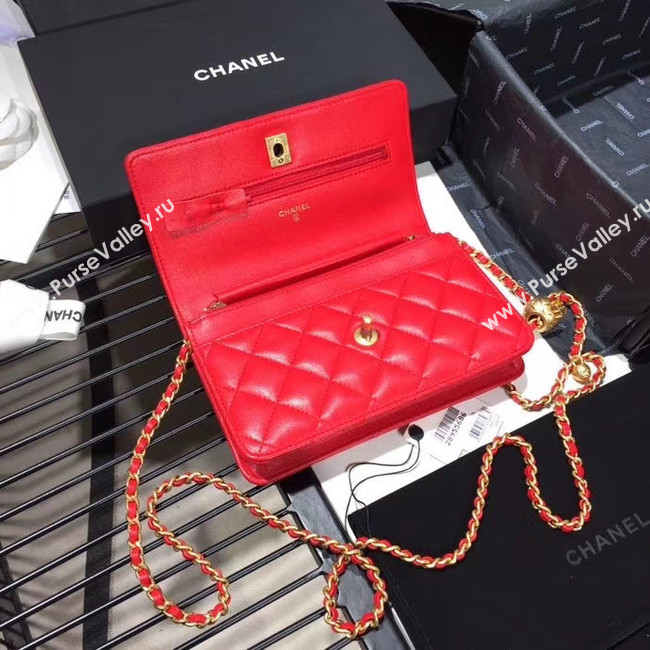 Chanel Original Small classic Sheepskin flap bag AS33814 red