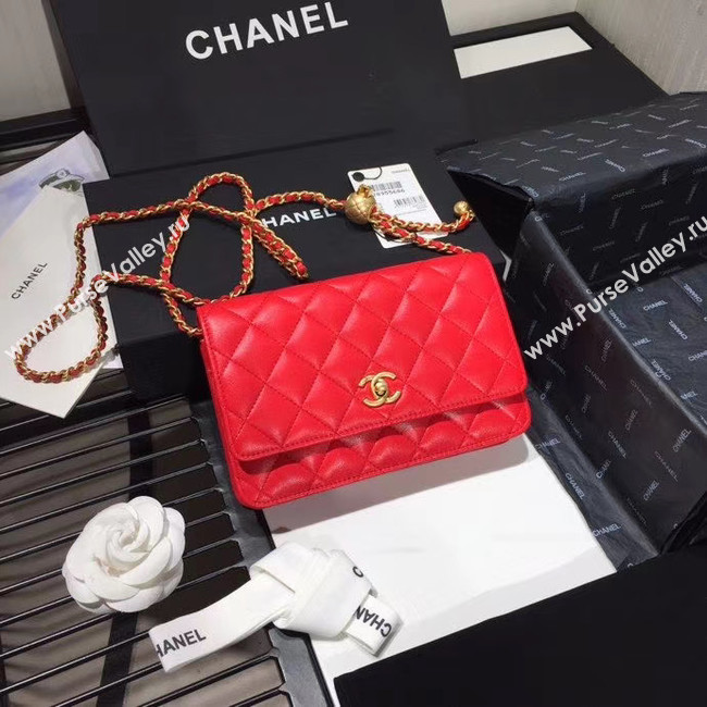 Chanel Original Small classic Sheepskin flap bag AS33814 red