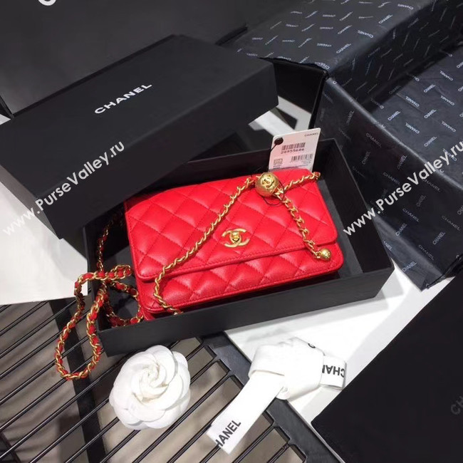 Chanel Original Small classic Sheepskin flap bag AS33814 red