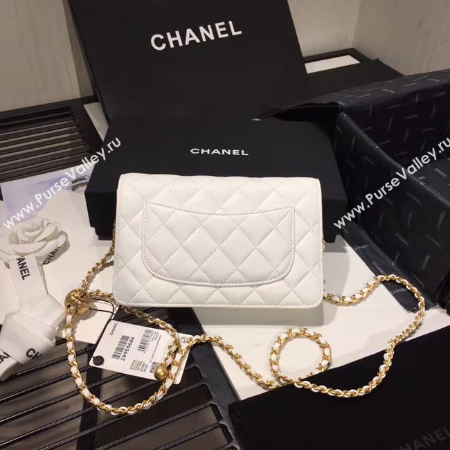 Chanel Original Small classic Sheepskin flap bag AS33814 white