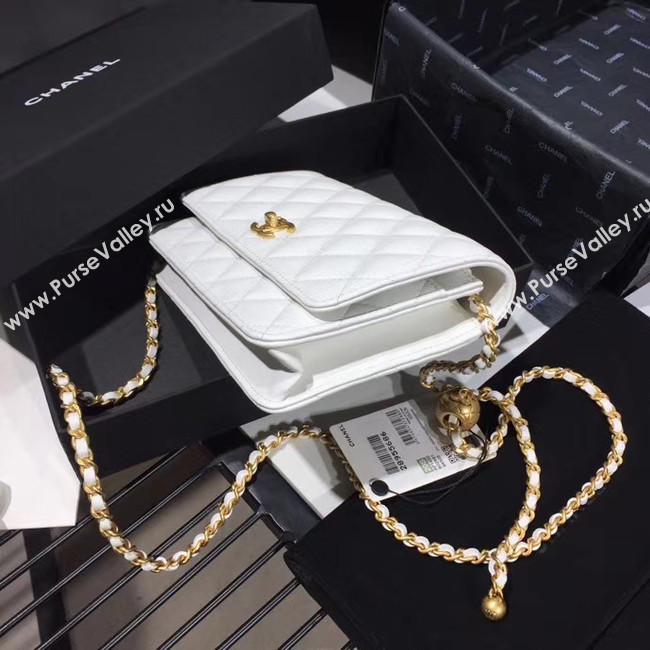 Chanel Original Small classic Sheepskin flap bag AS33814 white